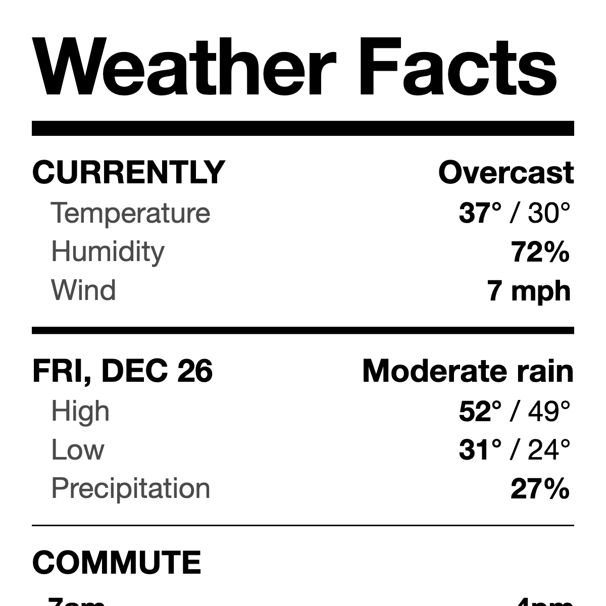 screenshot of weather app